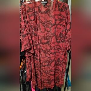 EUC Torrid Nightfall Red and Black Snake Print Sheer Kimono Sz 2